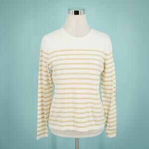 J. McLaughlin Size XS  Stripe Print Crew Neck Long Sleeve Cotton Knit Sweater